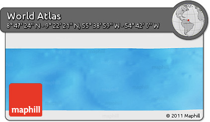 Physical Panoramic Map of the Area around 9° 4' 52" N, 55° 10' 29" W