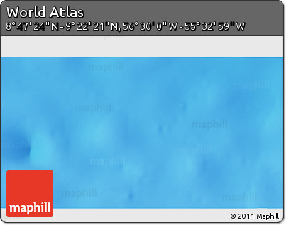 Shaded Relief 3D Map of the Area around 9° 4' 52" N, 56° 1' 29" W