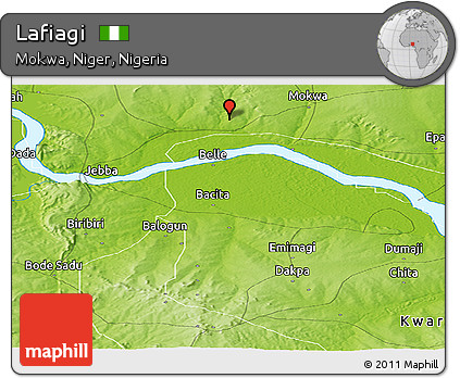 Physical Panoramic Map of Lafiagi