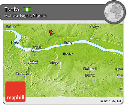 Physical Panoramic Map of Tsafa