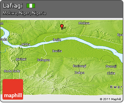 Physical Panoramic Map of Lafiagi
