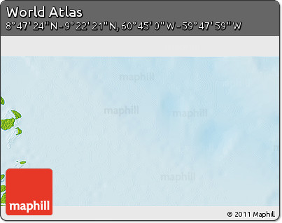 Physical 3D Map of the Area around 9° 4' 52" N, 60° 16' 29" W