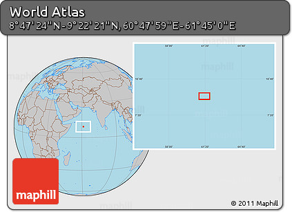 Gray Location Map of the Area around 9° 4' 52" N, 61° 16' 29" E