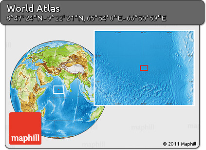 Physical Location Map of the Area around 9° 4' 52" N, 66° 22' 30" E