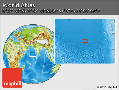 Physical Location Map of the Area around 9° 4' 52" N, 66° 22' 30" E