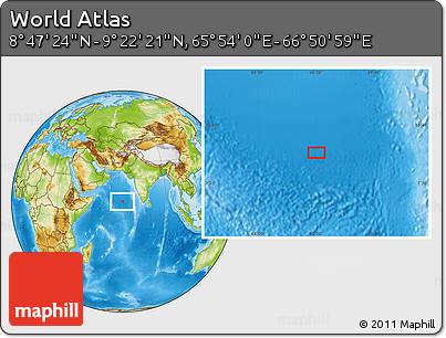 Physical Location Map of the Area around 9° 4' 52" N, 66° 22' 30" E