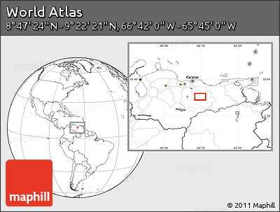 Blank Location Map of the Area around 9° 4' 52" N, 66° 13' 29" W