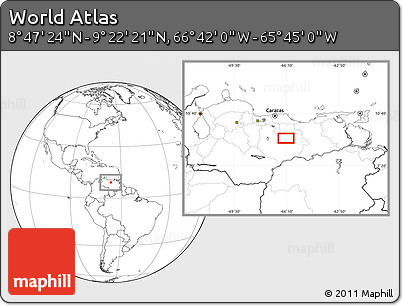 Blank Location Map of the Area around 9° 4' 52" N, 66° 13' 29" W