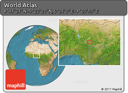 Satellite Location Map of the Area around 9° 4' 52" N, 6° 52' 30" E