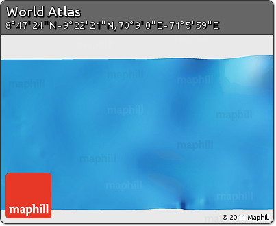 Shaded Relief 3D Map of the Area around 9° 4' 52" N, 70° 37' 30" E