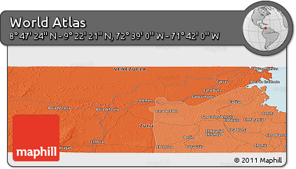 Political Panoramic Map of the Area around 9° 4' 52" N, 72° 10' 30" W