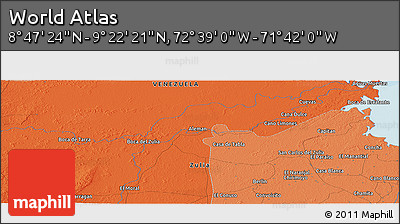 Political Panoramic Map of the Area around 9° 4' 52" N, 72° 10' 30" W