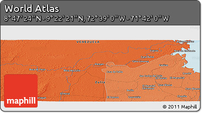 Political Panoramic Map of the Area around 9° 4' 52" N, 72° 10' 30" W