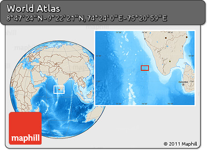 Shaded Relief Location Map of the Area around 9° 4' 52" N, 74° 52' 30" E