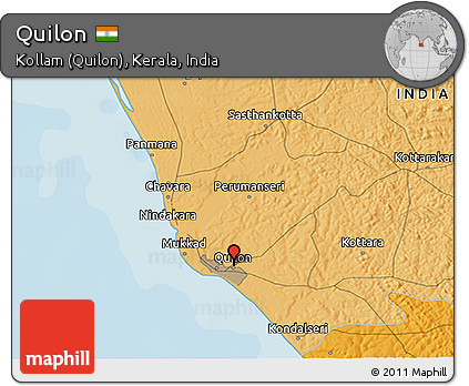 Political 3D Map of Quilon