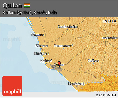 Political 3D Map of Quilon
