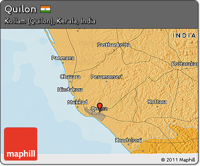 Political 3D Map of Quilon