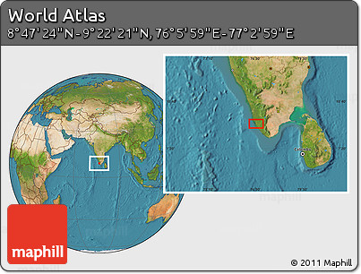 Satellite Location Map of the Area around 9° 4' 52" N, 76° 34' 29" E