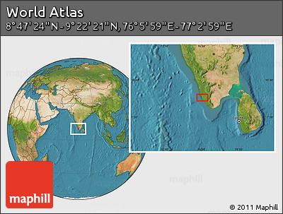 Satellite Location Map of the Area around 9° 4' 52" N, 76° 34' 29" E
