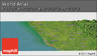 Satellite Panoramic Map of the Area around 9° 4' 52" N, 76° 34' 29" E
