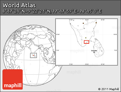 Blank Location Map of the Area around 9° 4' 52" N, 78° 16' 30" E