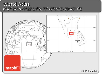 Blank Location Map of the Area around 9° 4' 52" N, 78° 16' 30" E