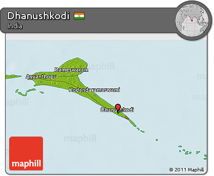 Physical 3D Map of Dhanushkodi