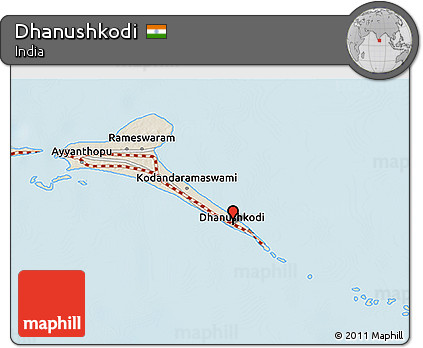 Shaded Relief 3D Map of Dhanushkodi