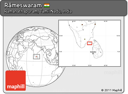 Blank Location Map of Rāmeswaram