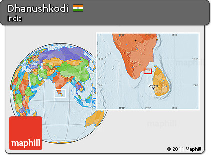 Political Location Map of Dhanushkodi
