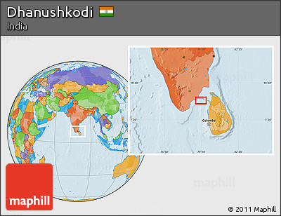 Political Location Map of Dhanushkodi