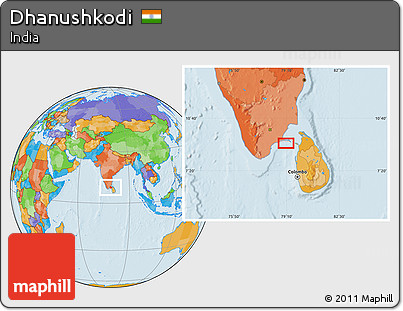 Political Location Map of Dhanushkodi