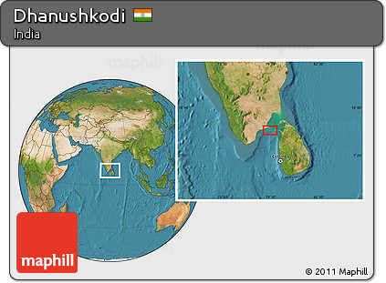 Satellite Location Map of Dhanushkodi
