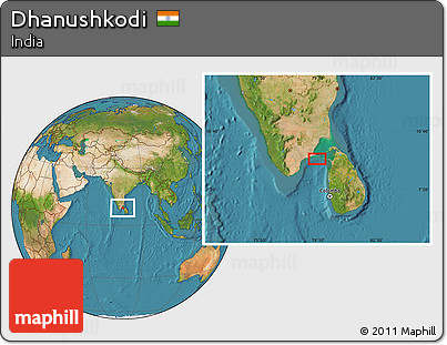 Satellite Location Map of Dhanushkodi