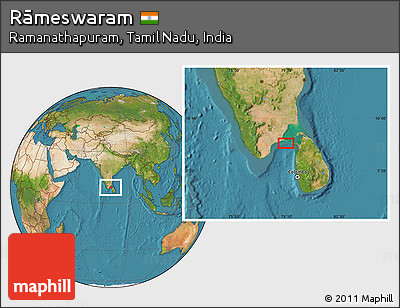 Satellite Location Map of Rāmeswaram