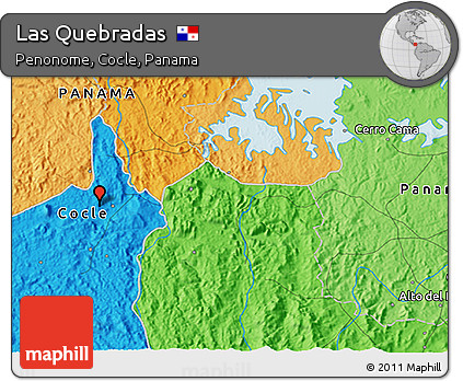 Political 3D Map of Las Quebradas
