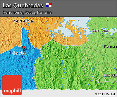 Political 3D Map of Las Quebradas