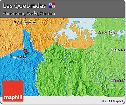 Political 3D Map of Las Quebradas