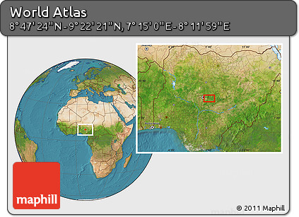 Satellite Location Map of the Area around 9° 4' 52" N, 7° 43' 29" E