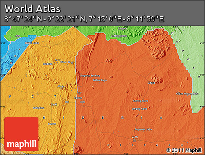 Political Map of the Area around 9° 4' 52" N, 7° 43' 29" E