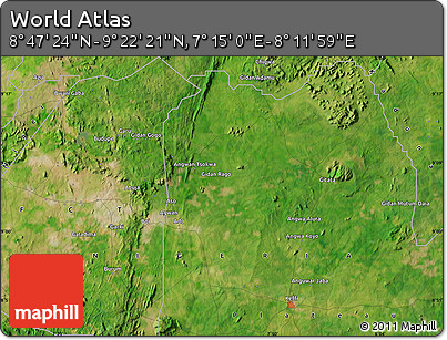Satellite Map of the Area around 9° 4' 52" N, 7° 43' 29" E