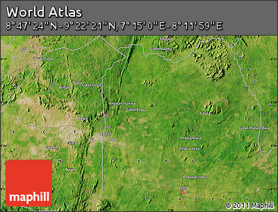 Satellite Map of the Area around 9° 4' 52" N, 7° 43' 29" E