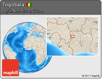Shaded Relief Location Map of Togobala