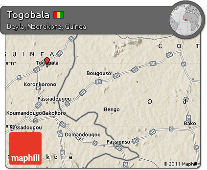 Shaded Relief Map of Togobala