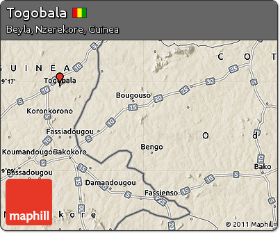 Shaded Relief Map of Togobala