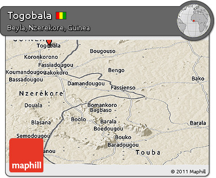 Shaded Relief Panoramic Map of Togobala