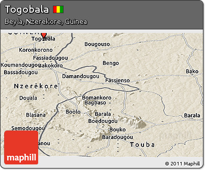 Shaded Relief Panoramic Map of Togobala