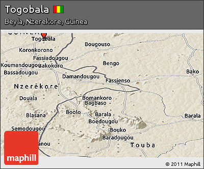 Shaded Relief Panoramic Map of Togobala