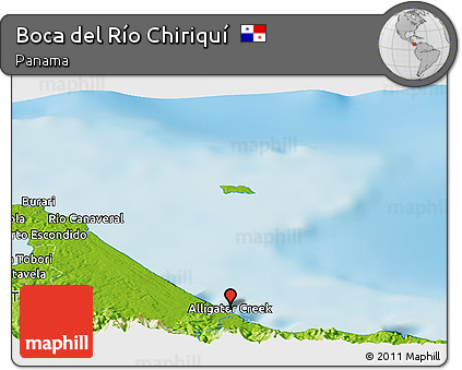 Physical Panoramic Map of Boca Del Río Chiriquí