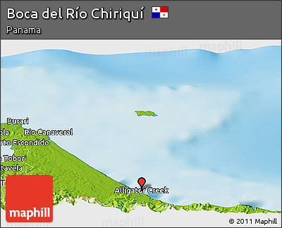 Physical Panoramic Map of Boca Del Río Chiriquí